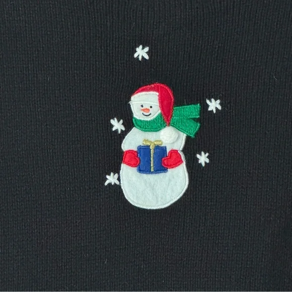 Vintage Embroidered Christmas Cardigan Sweater Womens Large Snowmen Fair Isle - Picture 8 of 12